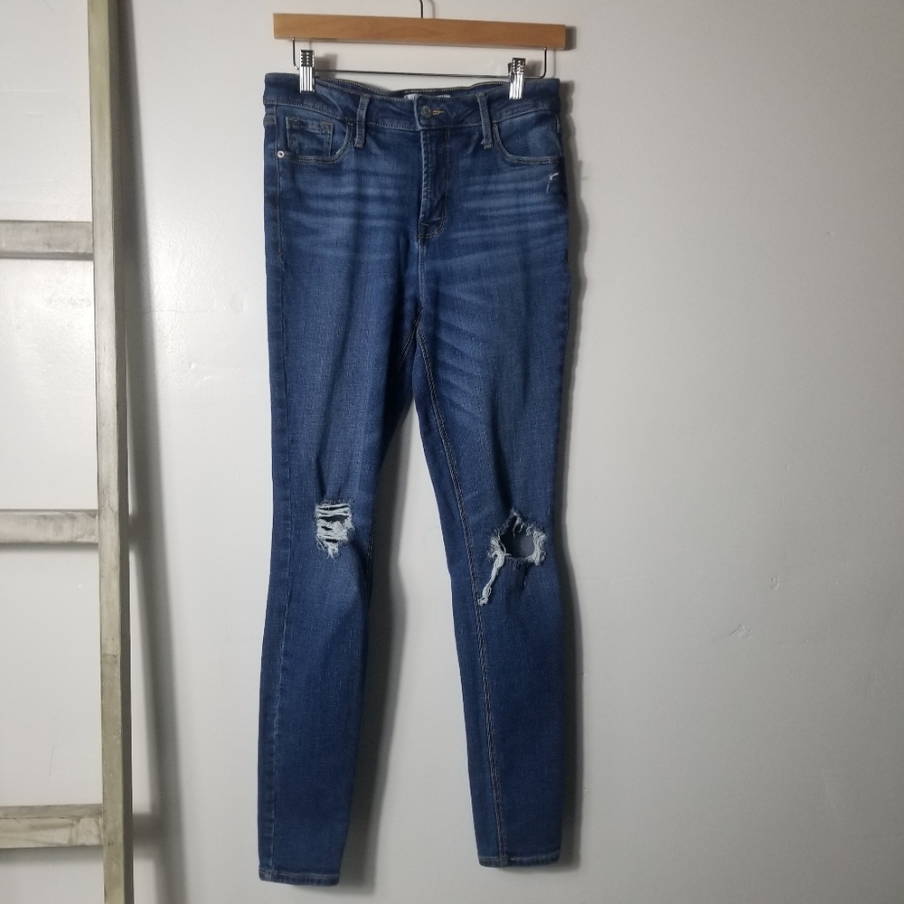 OLD NAVY WOMEN'S ROCKSTAR SUPER SKINNY HIGH RISE DISTRESS JEANS SIZE 6 LONG